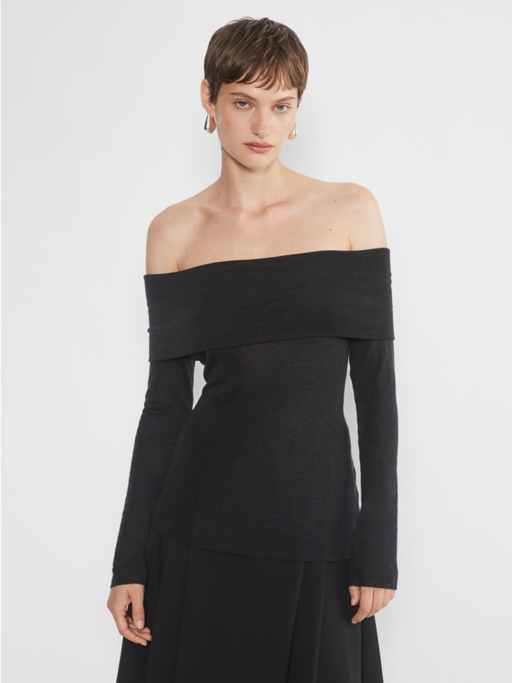 Babaton Off-the-Shoulder Long Sleeve Sweater - Black